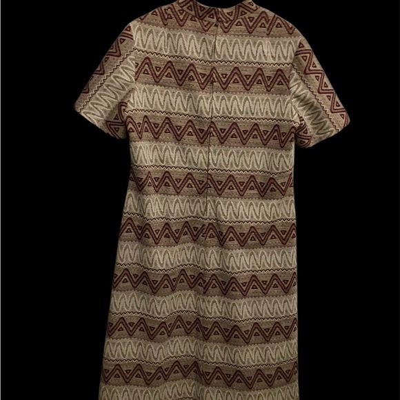 Vintage Zigzag Earthtones Dress - Picture 2 of 7